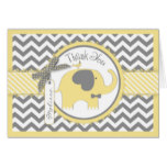 Yellow Elephant Tie Chevron Print Thank You Card