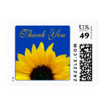 Yellow Sunflower Cobalt Blue Wedding Thank You Stamp