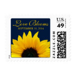 Yellow Sunflower Navy Love Blooms Wedding Postage