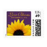 Yellow Sunflower Purple Love Blooms Wedding Postage