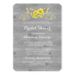 Yellow Watercolor Floral Grey Wood Bridal Shower Card