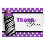 Zebra Print Baby Bottle Purple Thank You Cards